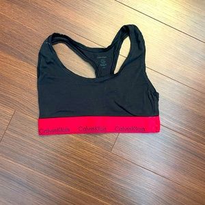 Calvin Klein black bra/ bralette with red band size small